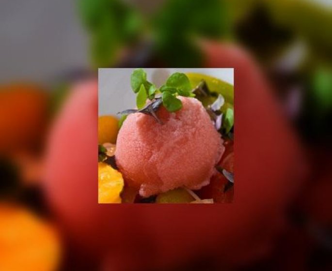 Tomates farcies au sorbet de tomate