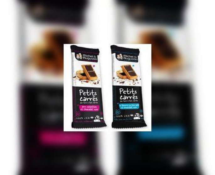 Carton rouge pour les Petits carres aux noisettes et au chocolat noir