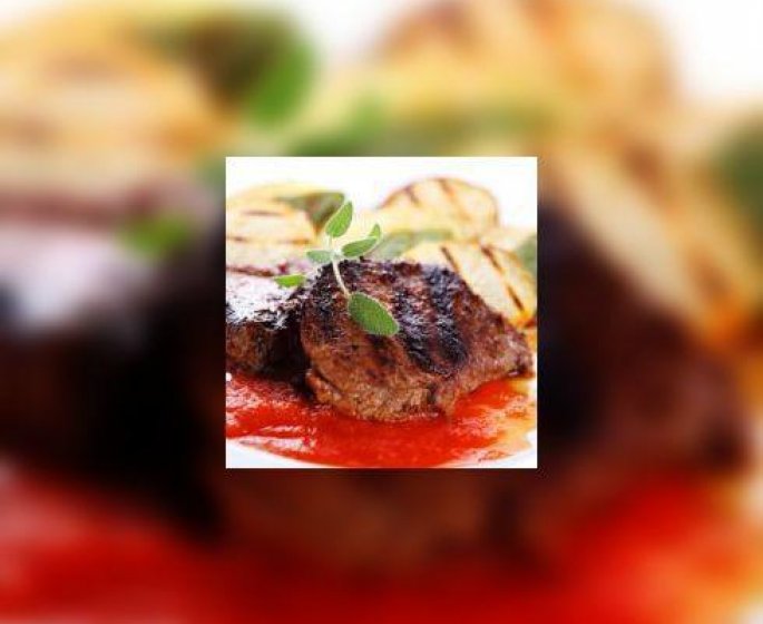 Rumsteck au coulis de poivron