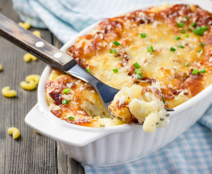 Gratin de nouilles a la ricotta et a la ciboulette