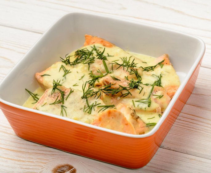 Gratin de saumon aux epinards