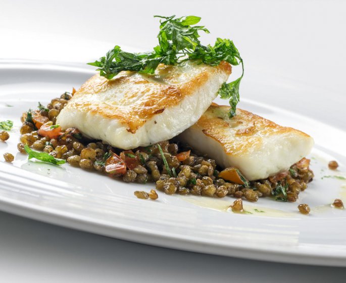 Filets de turbot a la moutarde et aux tomates