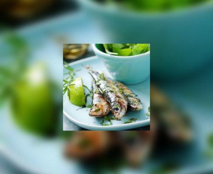 Sardines grillees et sorbet a la tomate