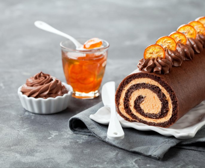 Buche glacee chocolat pistache mandarine