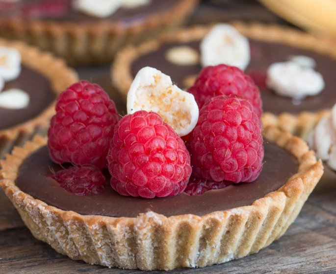Tarte aux framboises et au chocolat