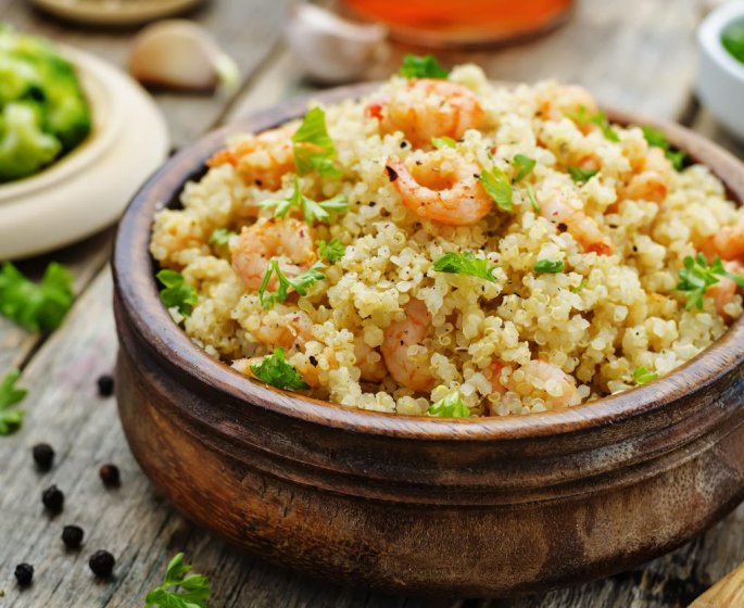 Risotto de quinoa aux crevettes et tomates cerises