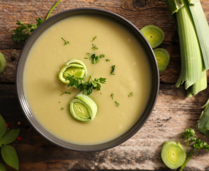 Soupe de poireaux aux coques