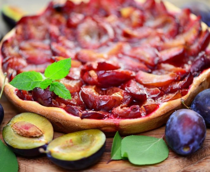 Tarte aux prunes vanillees
