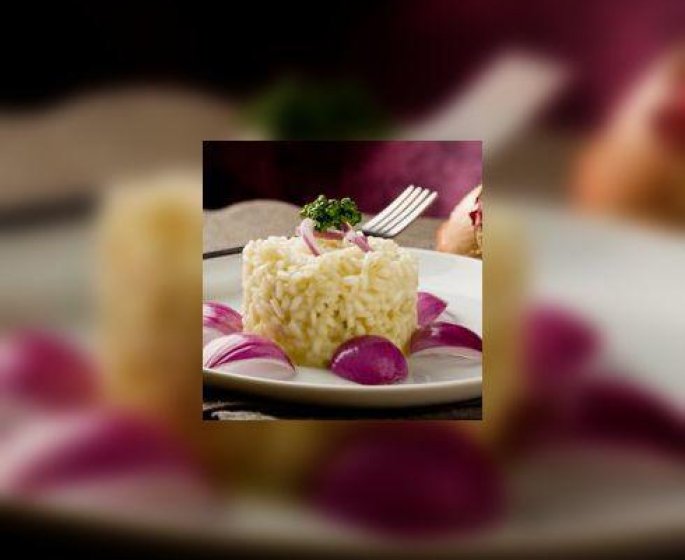 Risotto aux oignons rouges et au jambon