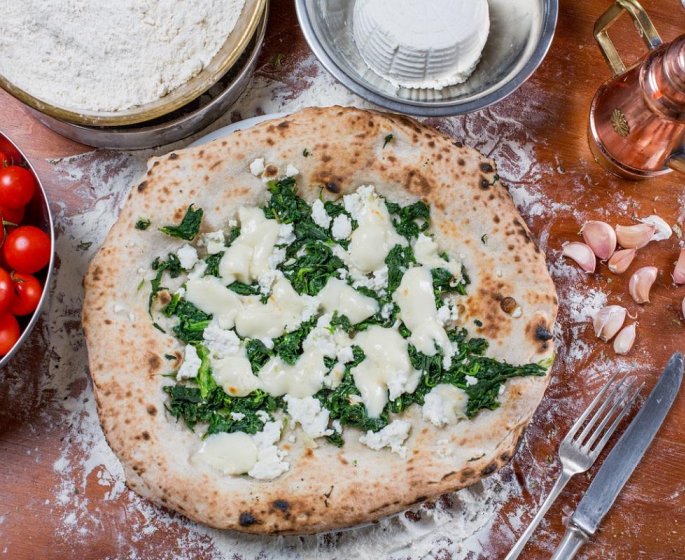 Pizza aux epinards et a la ricotta