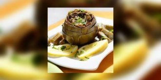 Coeurs d'artichauts farcis aux crevettes