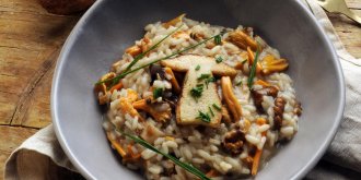 Risotto aux girolles et aux lardons