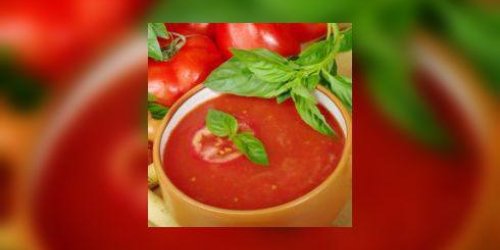 Potage glace de tomates au basilic