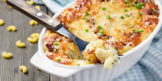 Gratin de nouilles a la ricotta et a la ciboulette