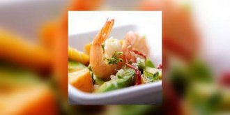 Salade d-asperges et de langoustines