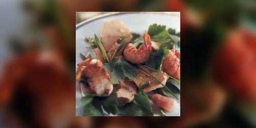Salade au foie gras et aux langoustines
