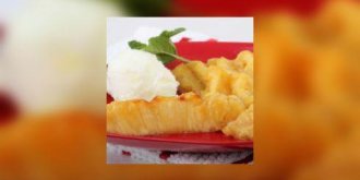 Ananas roti aux epices, sorbet coco