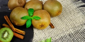 Kiwis a la menthe, sorbet yaourt orange