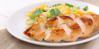 Emince de poulet et riz a l-orange