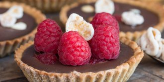 Tarte aux framboises et au chocolat