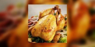 Poulet roti a la sauge, pommes de terre sautees