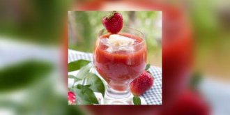 Soupe de fraises aux zestes d-oranges confits