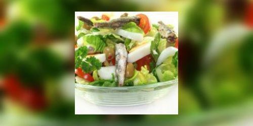 Salade tomates, courgettes, sardines