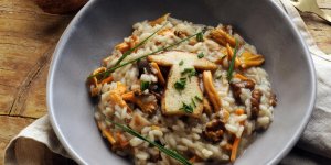 Risotto aux girolles et aux lardons