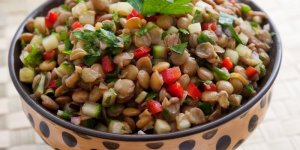 Salade de lentilles au saumon fume