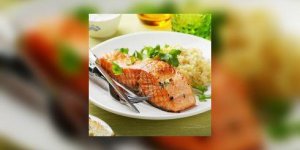 Filet de truite rose a l-orange, riz persille