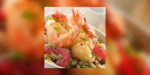 Salade de pois gourmands aux langoustines