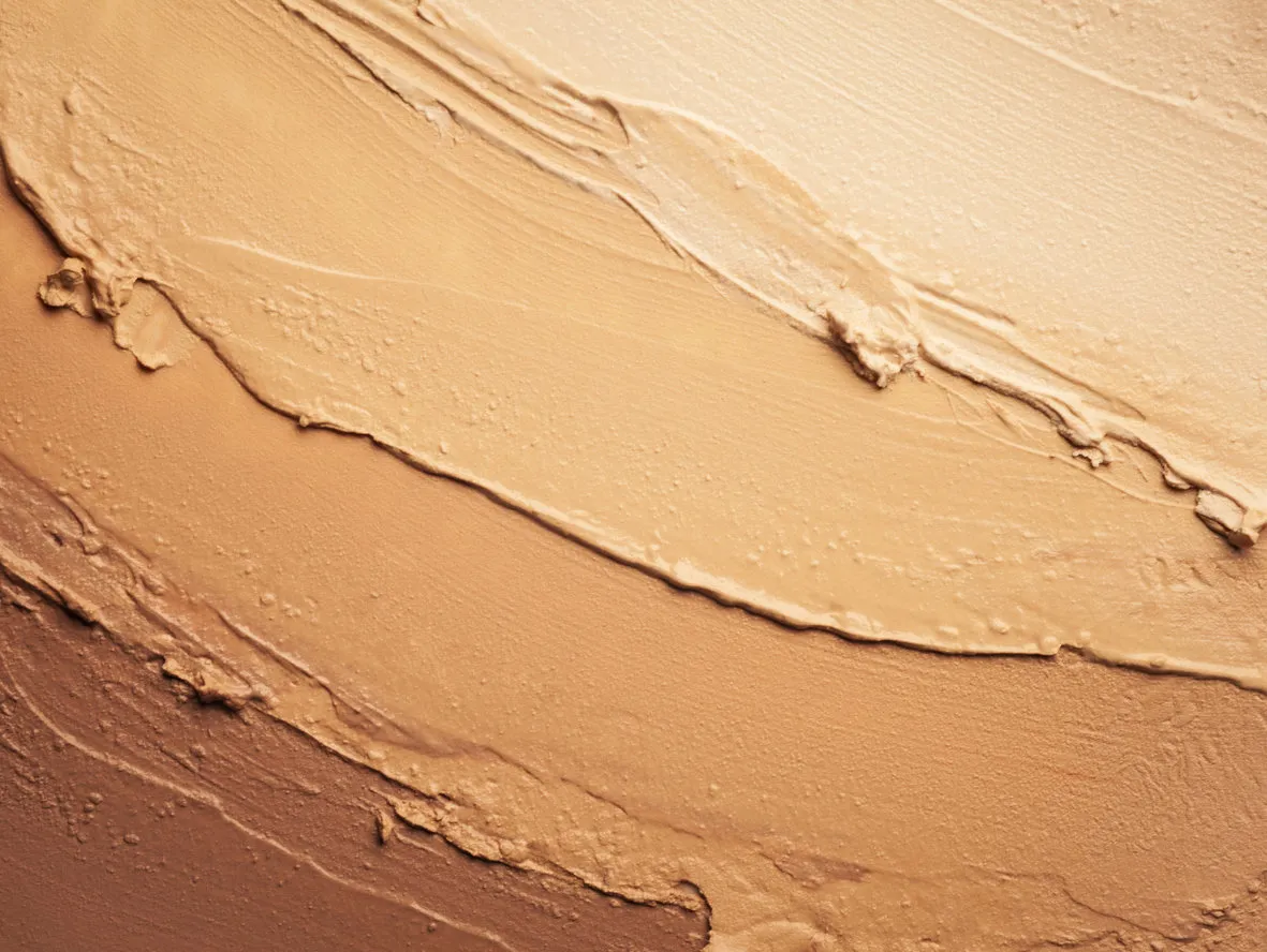beige and light brown nude color matte make-up concealer foundation smudged bb cc tonal cream powder
