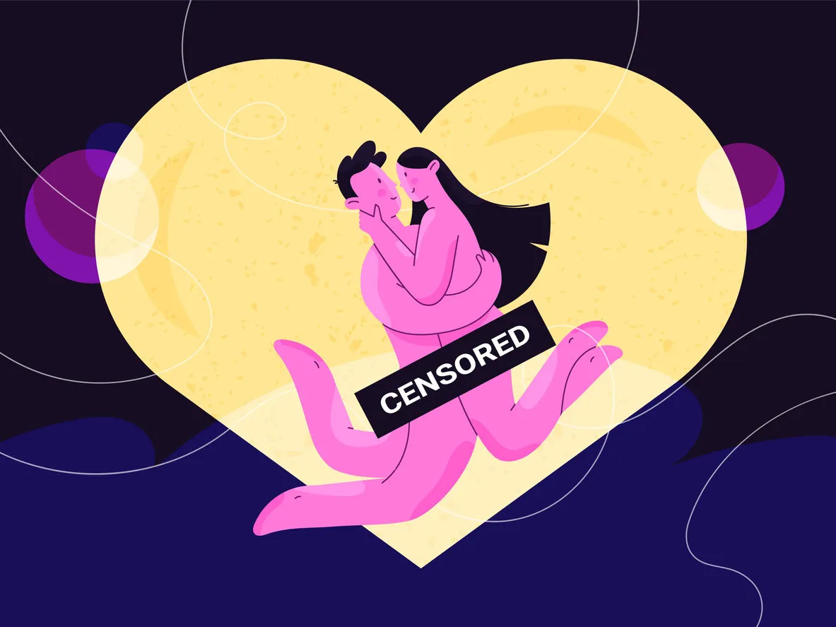 nude man and woman hugging happily in front of lighting heart with censored sign couple of newlyweds in their honeymoon harmony in love and sex relationship comfort and confidence nude man and woman hugging happily in front of lighting heart with censored sign couple of newlyweds in their honeymoon harmony in love and sex relationship comfort and confidence