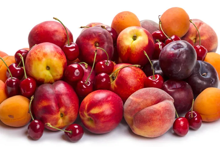 heap different fruits cherry, peach, nectarine, apricot, plum heap different fruits cherry, peach, nectarine, apricot, plum