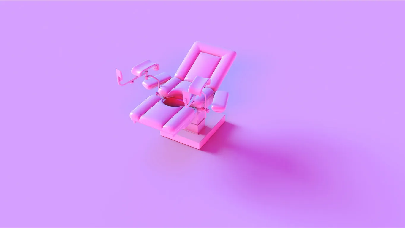 pink obstetrics gynecological chair 3d illustration