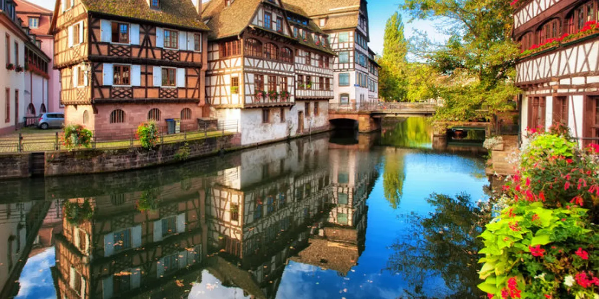 traditional half-timbered houses in la petite france district, strasbourg, france