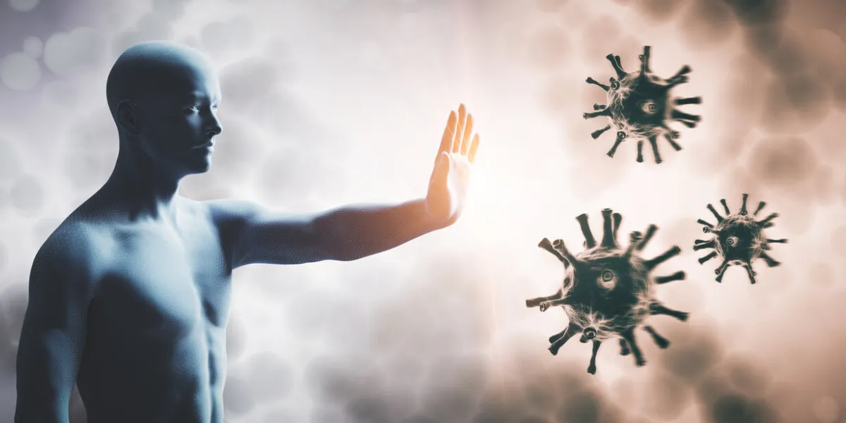 man stopping coronavirus immune system defend from corona virus covid-19 3d render man stopping coronavirus immune system defend from corona virus covid-19 3d render
