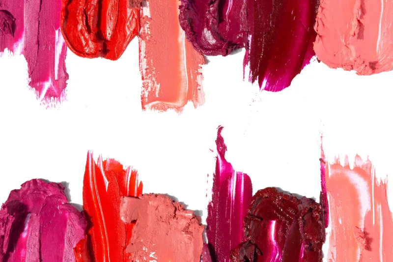 creative concept photo of cosmetics swatches beauty products lipstick on white background creative concept photo of cosmetics swatches beauty products lipstick on white background