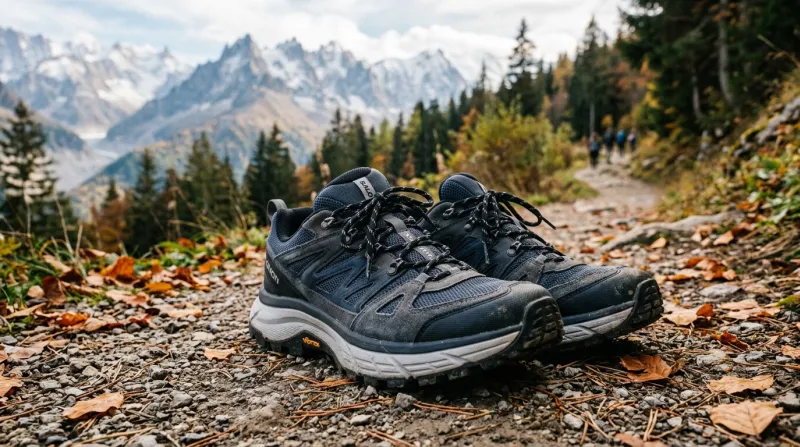 Une photo d'une paire de chaussures de marche confortables avec une semelle amortissante épaisse