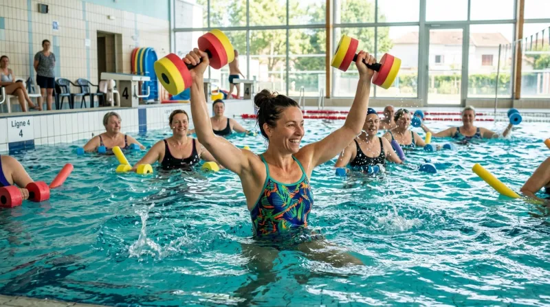Une photo d'une personne pratiquant des exercices d'aquagym dans une piscine