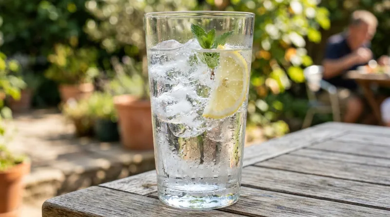 Une photo d'un grand verre d'eau fraîche