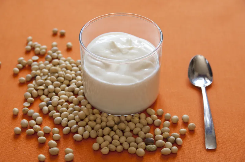 close-up view of organic soy yogurt close-up view of organic soy yogurt