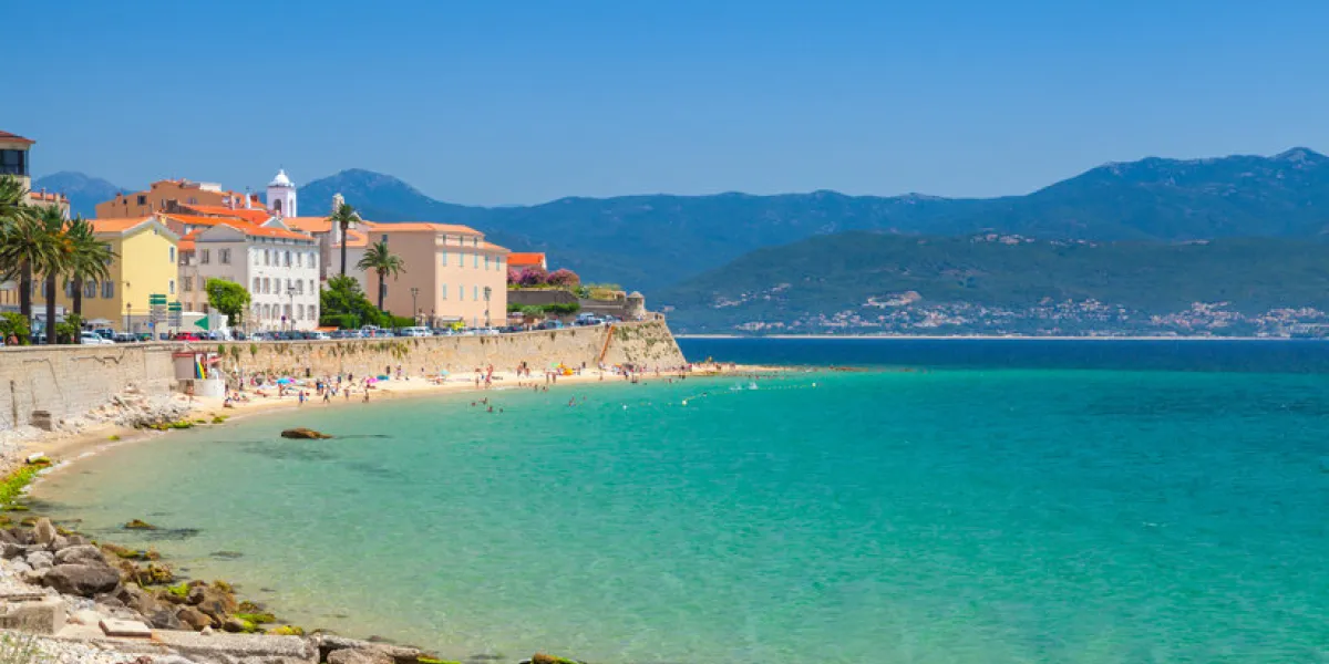ajaccio, corsica island, france coastal cityscape panorama