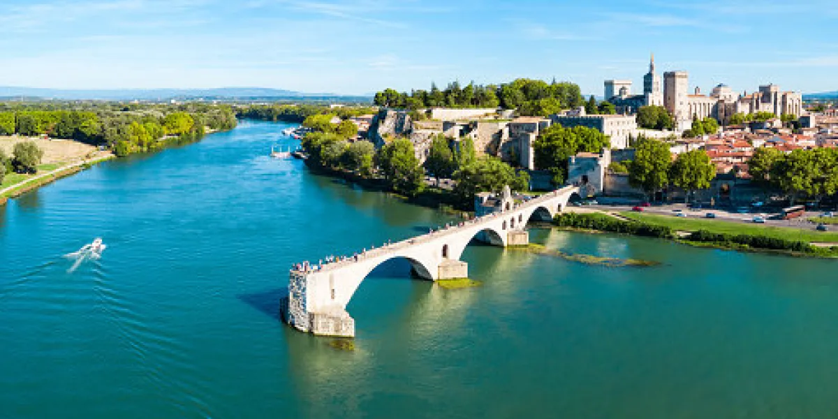 pont saint benezet bridge and rhone river aerial panoramic view in avignon avignon is a city on the rhone river in southern france pont saint benezet bridge and rhone river aerial panoramic view in avignon avignon is a city on the rhone river in southern france