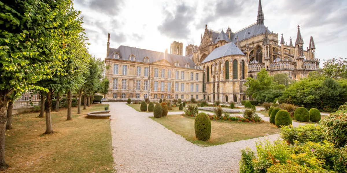 reims gardens on the backyard of notre-dame cathedral in france reims gardens on the backyard of notre-dame cathedral in france