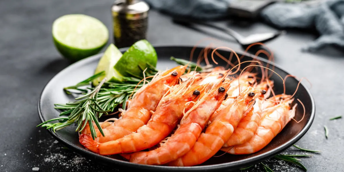 boiled prawn shrimps on a plate boiled prawn shrimps on a plate
