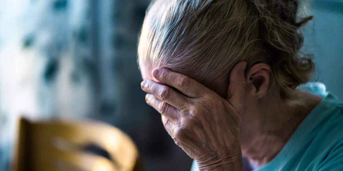 sad senior old woman lonely from loss or sick with headache upset patient in retirement home with stress or pain alzheimer, depression, senility or dementia disorder, migraine or insomnia sad senior old woman lonely from loss or sick with headache upset patient in retirement home with stress or pain alzheimer, depression, senility or dementia disorder, migraine or insomnia