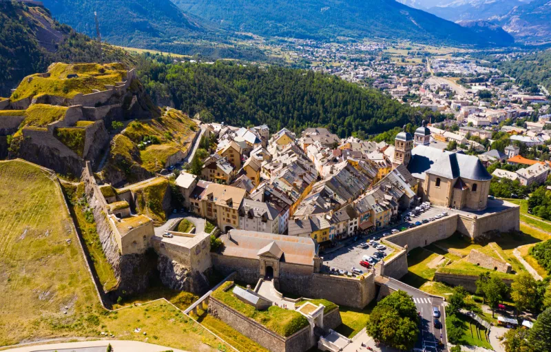panoramic view from the drone on the city briancon france panoramic view from the drone on the city briancon france