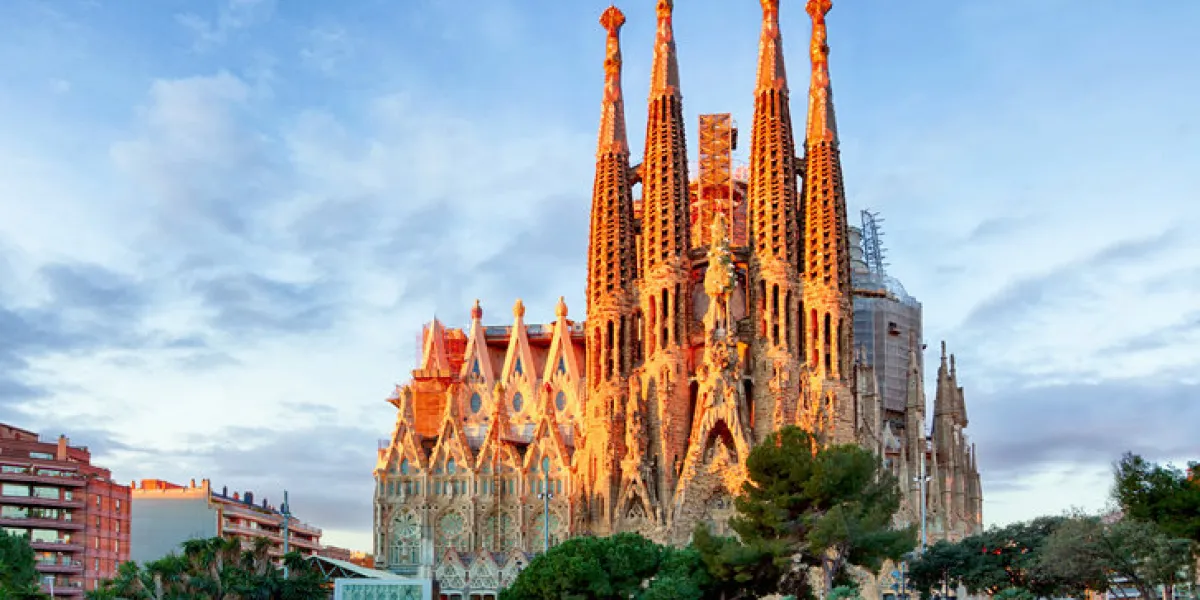 barcelona, spain - february 10 la sagrada familia - the impressive cathedral designed by gaudi, which is being build since 19 march 1882 and is not finished yet february 10, 2016 in barcelona, spain barcelona, spain - february 10 la sagrada familia - the impressive cathedral designed by gaudi, which is being build since 19 march 1882 and is not finished yet february 10, 2016 in barcelona, spain