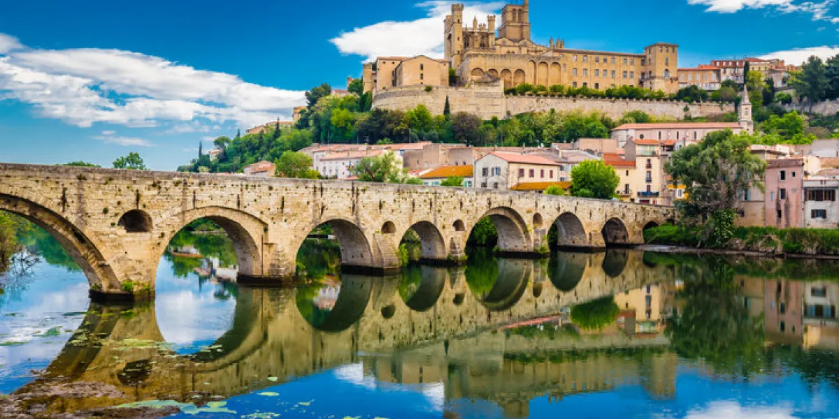 old bridge and cathedral in beziers - hérault, occitanie, france, europe